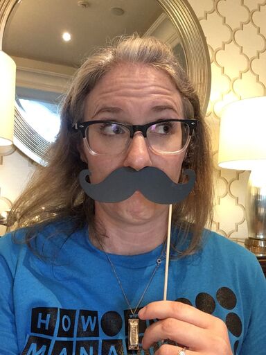 Kristen Keller with moustache